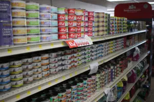 Canned pet food store display