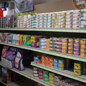 Pet store cat food aisle