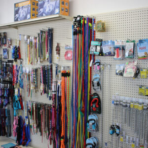 Pet leashes and collars display